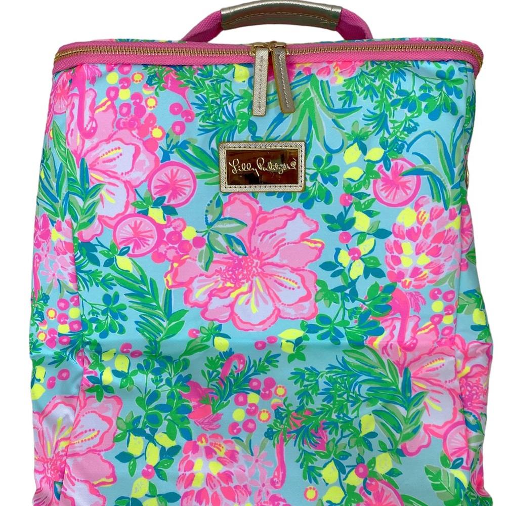 Lilly Pulitzer Insulated Wine Cooler Carrier Fruity Flamingo - Picture 2 of 8